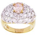 14k Gold Canary Topaz Diamoness Cocktail Ring