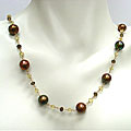 Chocolate Pearl Mixed with Quartz Necklace (10-11mm)