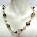 30in 9-10mm Pearl Necklace Mixed w/Fancy Gem Stone