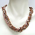 Beautiful Pink and Golen Keshi Pearl Necklace