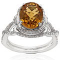 14k White Gold 2/5ct TDW Diamond Citrine Ring