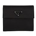 Prada Black Nylon Metal Logo Tri-fold Wallet Nylon