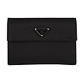 Prada Black Nylon Metal Logo Tri-fold Wallet