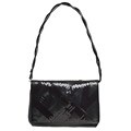 Fendi Black Leather Logo Sequined Clutch