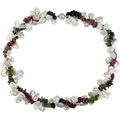 19" Multi Colored Tourmaline & Keshi Pearl Necklace
