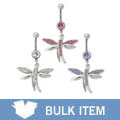 Stylish jeweled dragonfly curved barbell