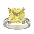 Charles Winston Cushion Yellow CZ Solitaire Ring
