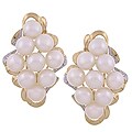 14k Yellow Gold Cluster Pearl French Clip Earrings