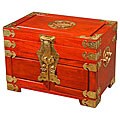 Handmade Vintage Style Golden Brass & Wood Jewelry Box