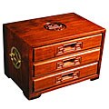 Handmade 'Symbol of Joy' 3-drawer Wood Jewelry Box
