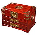 Handmade Asian Golden Brass and Wood Jewelry Box