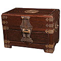 Vintage Style Antiqued Brass and Wood Jewelry Box