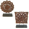 Teak Wood Lotus Carving with Stand (Thailand)