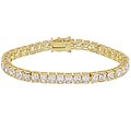 14k Gold Overlay CZ Princess Tennis Bracelet