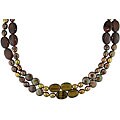 Brown Rice Pearl and Tiger's Eye Bead Necklace
