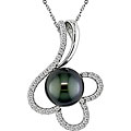 Cultured Tahitian Pearl 1/4ct TDW Diamond Necklace