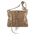 Balenciaga Taupe Leather Studded Messenger Bag