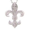 14k White Gold Diamond Accent Fleur de Lis Necklace