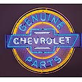 Neon Sign Genuine Chevrolet with Diamond Plate