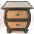 Acacia Wood and Rattan Jamdai End Table (Thailand)