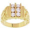 14k Yellow Gold Overlay Men's Square 6-stone Ring