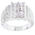 14k White Gold Overlay Men's Square 6-stone Ring