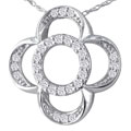 14k White Gold 1/4ct TDW Diamond Clover-style Necklace (G-H, SI3)