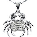 14k White Gold 1/6ct TDW Diamond Crab Necklace