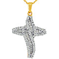 14k Gold 1/2ct Diamond Cross Pendant Necklace