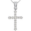 10k White Gold 1/4ct TDW Diamond Cross Necklace (J-K,I2-I3)