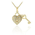 18k Gold over Sterling Silver Heart Key Pendant