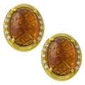 18k Gold Citrine and 1/10ct TDW Diamond Earrings