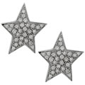 18k White Gold 1ct TDW Pave Diamond Star Earrings