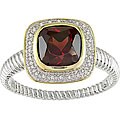 10k White Gold Garnet 1/8ct TDW Diamond Ring