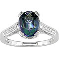 14k White Gold Oval Neptune Garden Topaz Ring