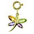 14k Yellow Gold Gemstone Dragonfly Charm