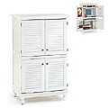 Computer Armoire with Distressed White Finish