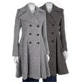DKNY Women's Flared Herringbone Overcoat