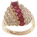 14k Yellow Gold Ruby and Diamond Cluster Ring