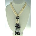 MADDY EMERSON GENUINE FRESHWATER PEARL, BLUE TOPAZ, & AGATE TASSEL NECKLACE