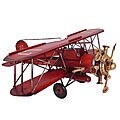 Antique Metal Bi-Plane Airplane Model Toy Replica