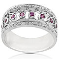 14k White Gold 1/6ct TDW Diamond Sapphire Ring