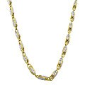 14k Two-tone Gold Rectangular Box Link Necklace