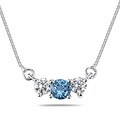 14k Gold Blue Topaz 1/4ct Diamond Necklace