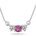 14k Gold Pink Topaz & 1/4ct Diamond Necklace