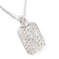 Charles Winston Sterling Silver Dog Tag Cubic Zirconia Necklace