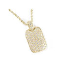 Charles Winston Goldtone Cubic Zirconia Dog Tag Necklace