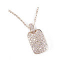 Charles Winston Rosetone Dog Tag Cubic Zirconia Necklace