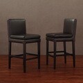 Dark Brown Leather Cushion Counter Stools (Set of 2)