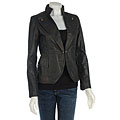 Cino Women's Leather Blazer with 6-button Sleeve